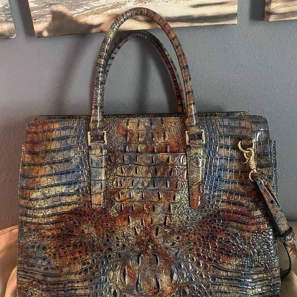 Brahmin Cedar Finley Carryall🤎💙 RARE HTF💎 - Picture 2 of 12
